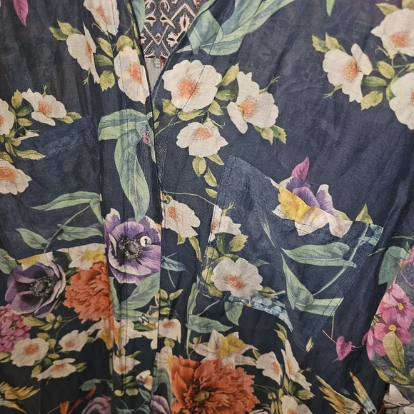 Johnny Was Paria Dress Shirt-Medium-Floral Multicolor - Picture 8 of 8